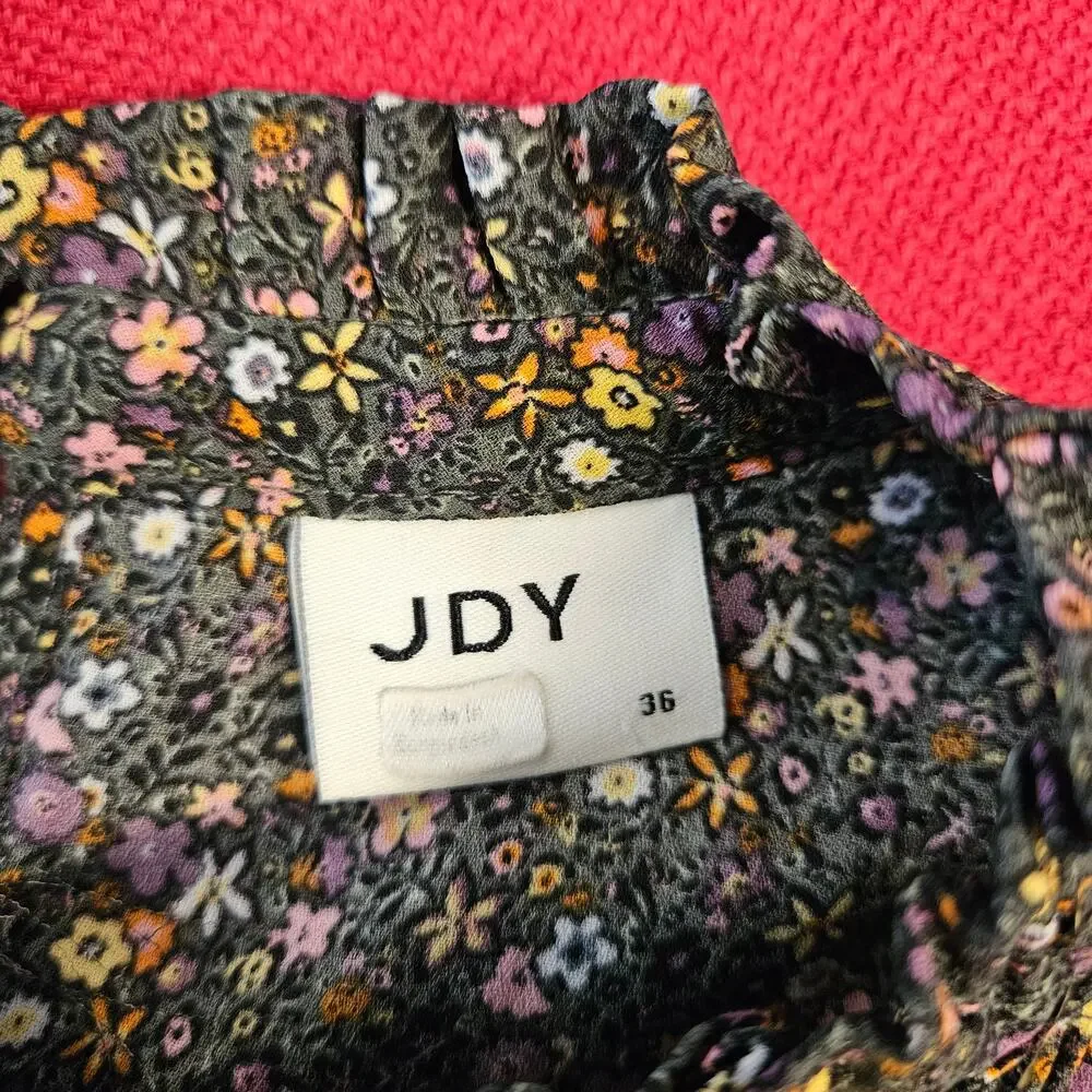 ONLY Jacqueline de Yong Piper Ditsy print floral smock dress long sleeve sz. 8 - Picture 10 of 12